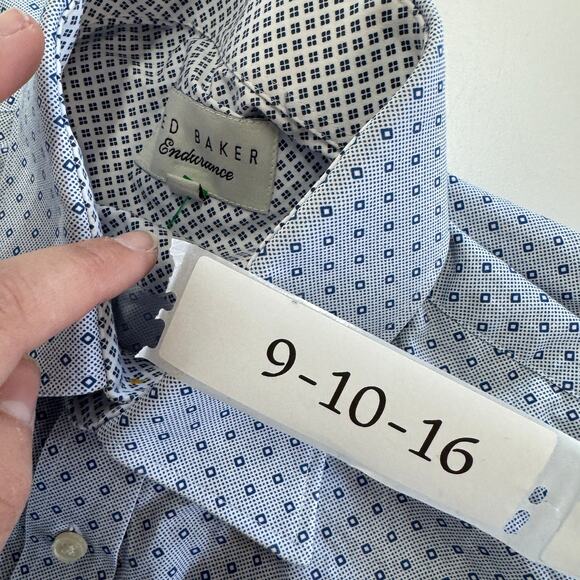 Ted Baker Shirt Mens‎ Large 15.5 32/33 Blue Printed Button Up Endurance - Picture 4 of 10